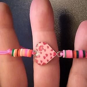 BBTO Gorgeous Heart Bracelet w Pink Cording up to 10 inches